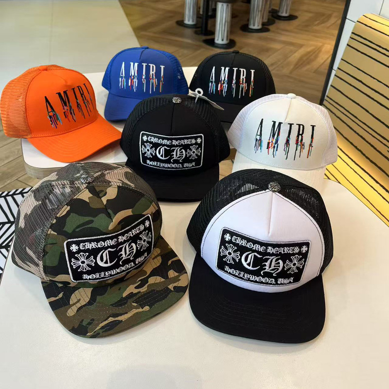 American Style Trendy Brand New Couple Summer CH Crowe Sunshade Hat Fashion Embroidered Flat Brim Hip Hop Hat ~ Baseball Net Hat