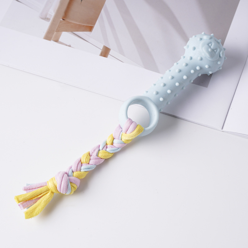 Juguete para mascotas de TPR de gran venta transfronterizo, palo de dentición para perros para entretenimiento, juguete de autoentretenimiento para cachorros duradero y resistente a las mordidas.