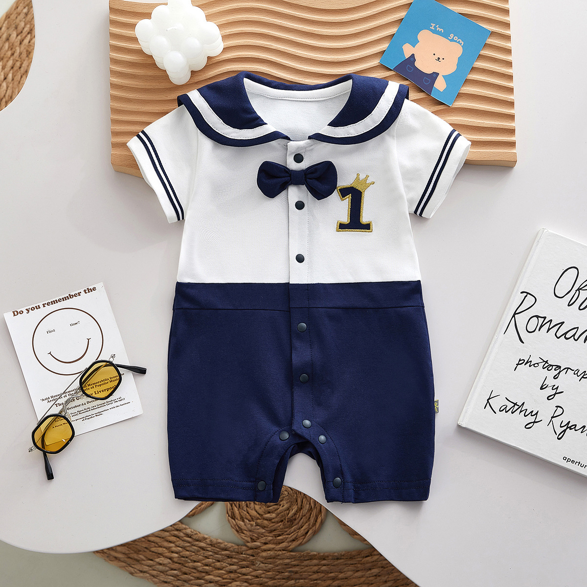 Children's summer navy thin overall for new born