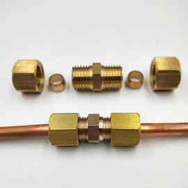 铜管卡套接头加湿器铜管接头纺织厂配件双头卡套直通6 8 10mm直接