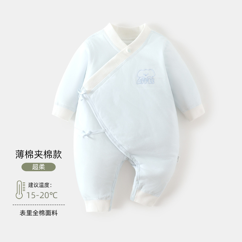 婴儿蝴蝶衣a类50克夹棉新生儿和尚服无骨宝宝爬服秋冬婴儿连体衣|undefined