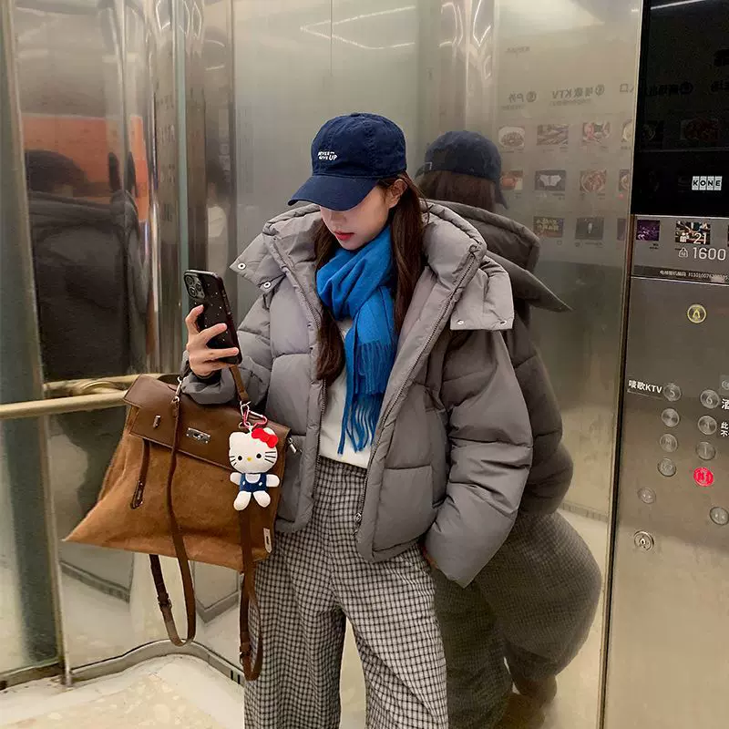 2025年冬季新款纯色宽松棉服外套时尚韩版加厚保暖棉衣秋冬女上衣