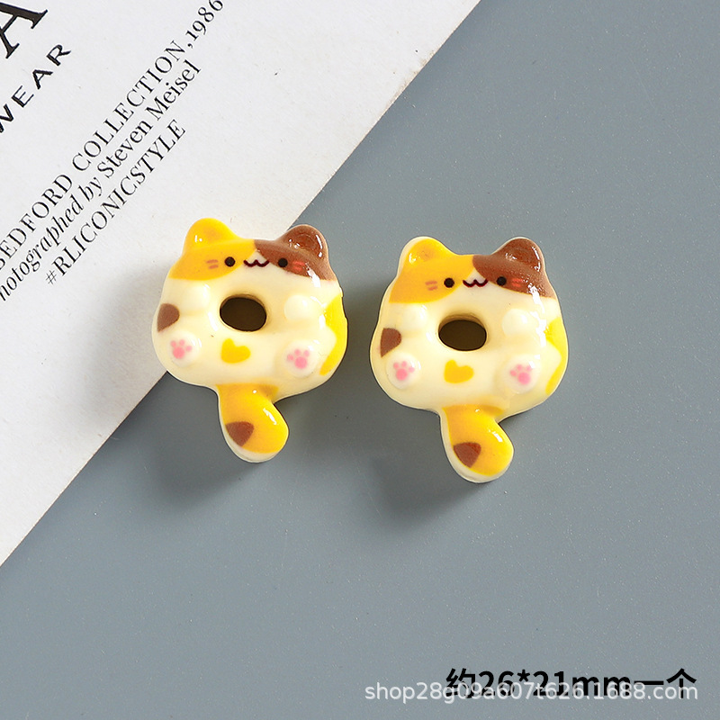 奶黄可爱小猫咪甜甜圈奶油胶diy手机壳手工制作材料树脂饰品配件|undefined