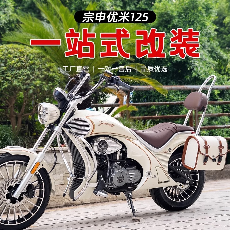 Suitable for Zongshen Yomi YOMI bumper bumper modification retro leather side bag ZS125-5A folding backrest accessories