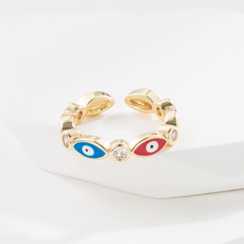 Fashion Eye Copper Open Ring Stoving Varnish Inlay Zircon Copper Rings