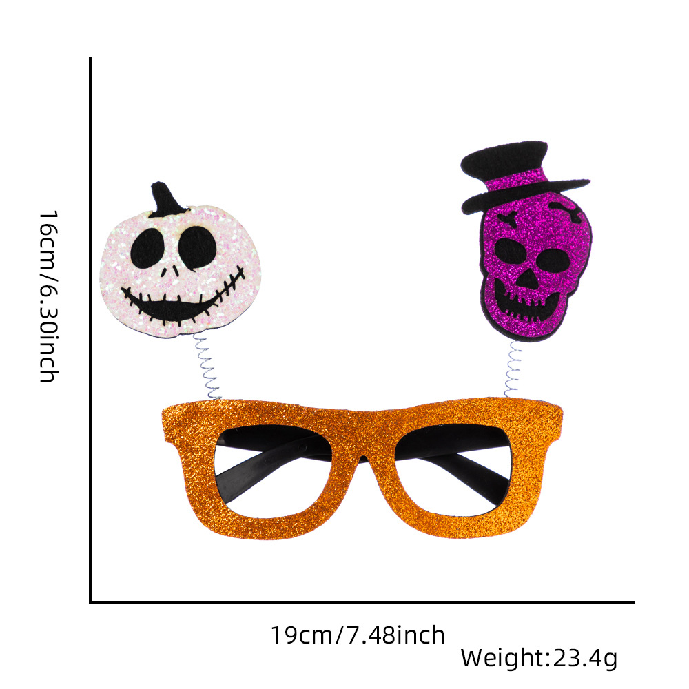 跨境新款万圣节眼镜儿童成人鬼节派对装饰拍照道具弹簧搞怪眼镜框详情16