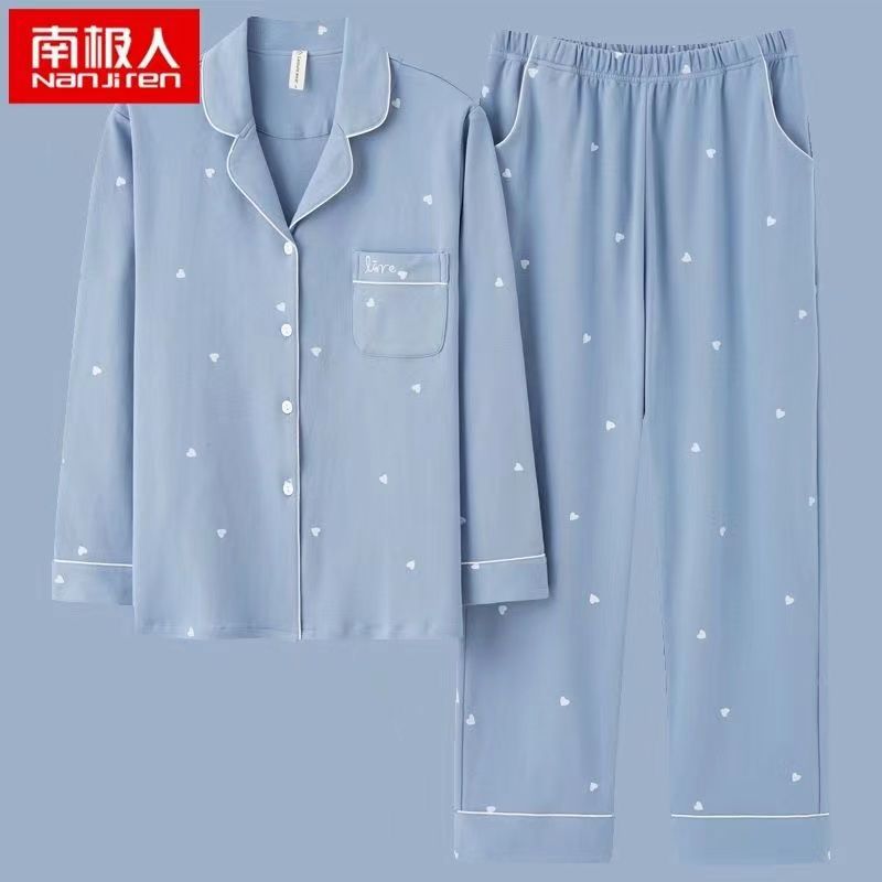 Pijamas de algodón de doble cara Chaqueta de manga larga de primavera y otoño para mujer más el tamaño de ropa exterior de algodón para el hogar traje de invierno