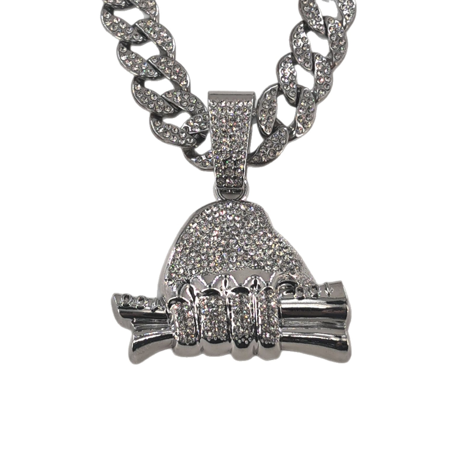 Nuevo cross-border Rich Forever con diamantes completos de mano colgante de dólar de moda hip hop hombre cadena cubana