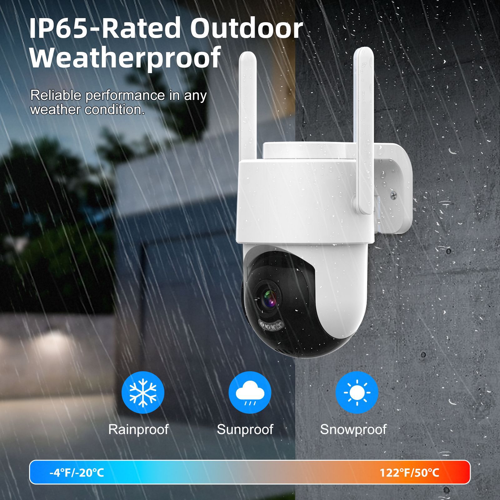 Cámara de Seguridad PTZ Inalámbrica 1.2 pulgadas de ABS Impermeable con Visión Nocturna HD para Interiores y Exteriores image 4