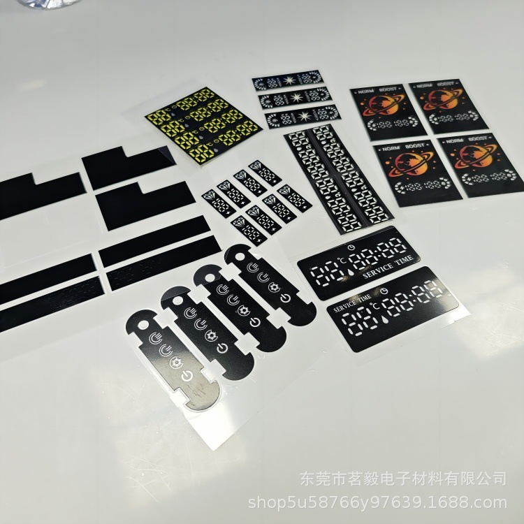 直销PET电子烟彩印膜片 LED数码管面贴  水龙头数显贴纸 价格实惠
