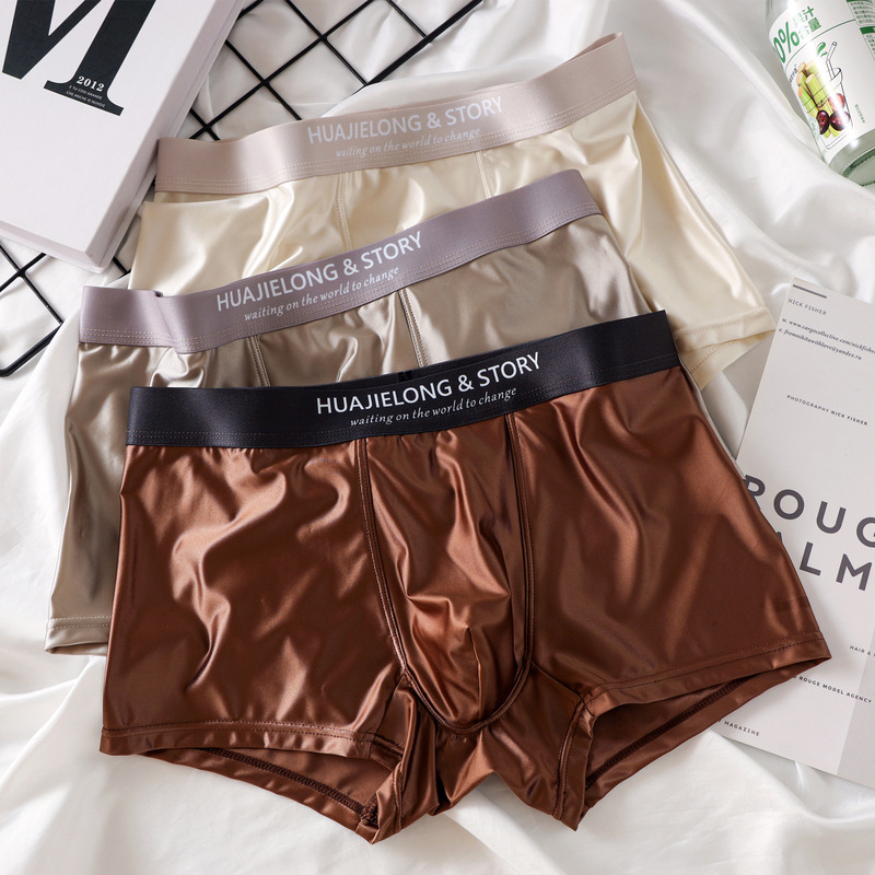 Men's Underwear, Accessible Luxury New Style, Ice Silk Pants, Seamless Antibacterial Boys' Boxer Shorts, Youth Personalized Style