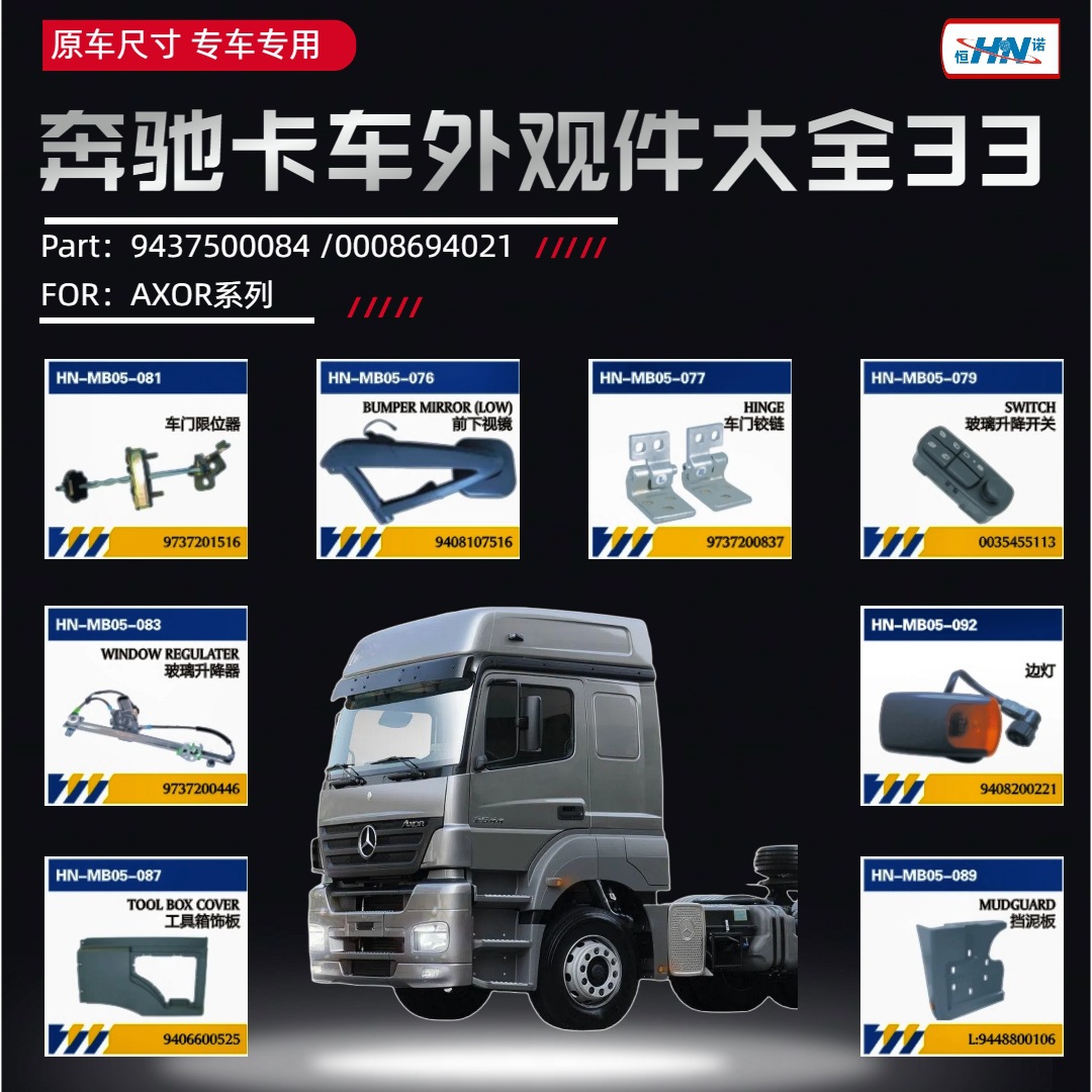 Para camiones Mercedes-Benz AXOR puerta / elevador de vidrio / guardabarros / luces laterales / cubierta de caja de herramientas