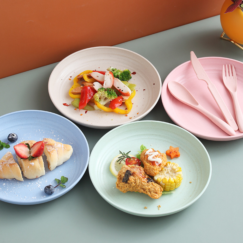 Wheat Straw Western Food Knife,Fork And Spoon Plate Set Creative Household Tableware Steak Knife,Fork And Spoon Plate Set