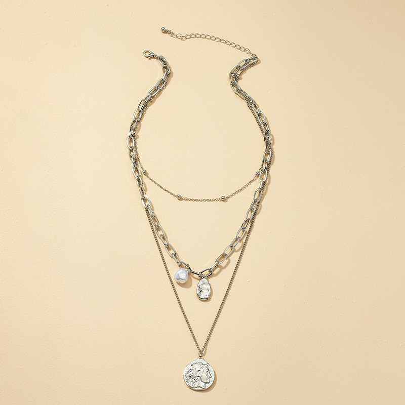 Kreative Retro Perlen Anhänger Mehrschichtige Halskette display picture 8