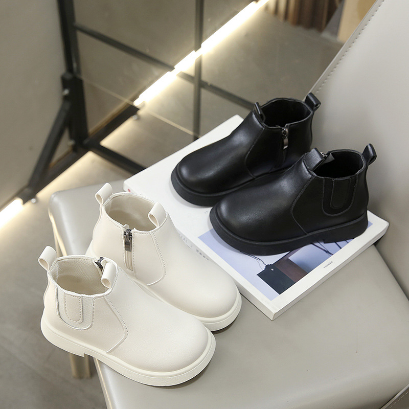 Children's Short Boots New Style 2025 Spring & Fall Small and Medium-Sized Kidsren's Single Boots Girls' Leather Boots Kidsren's British Style Fashion Boots Trend