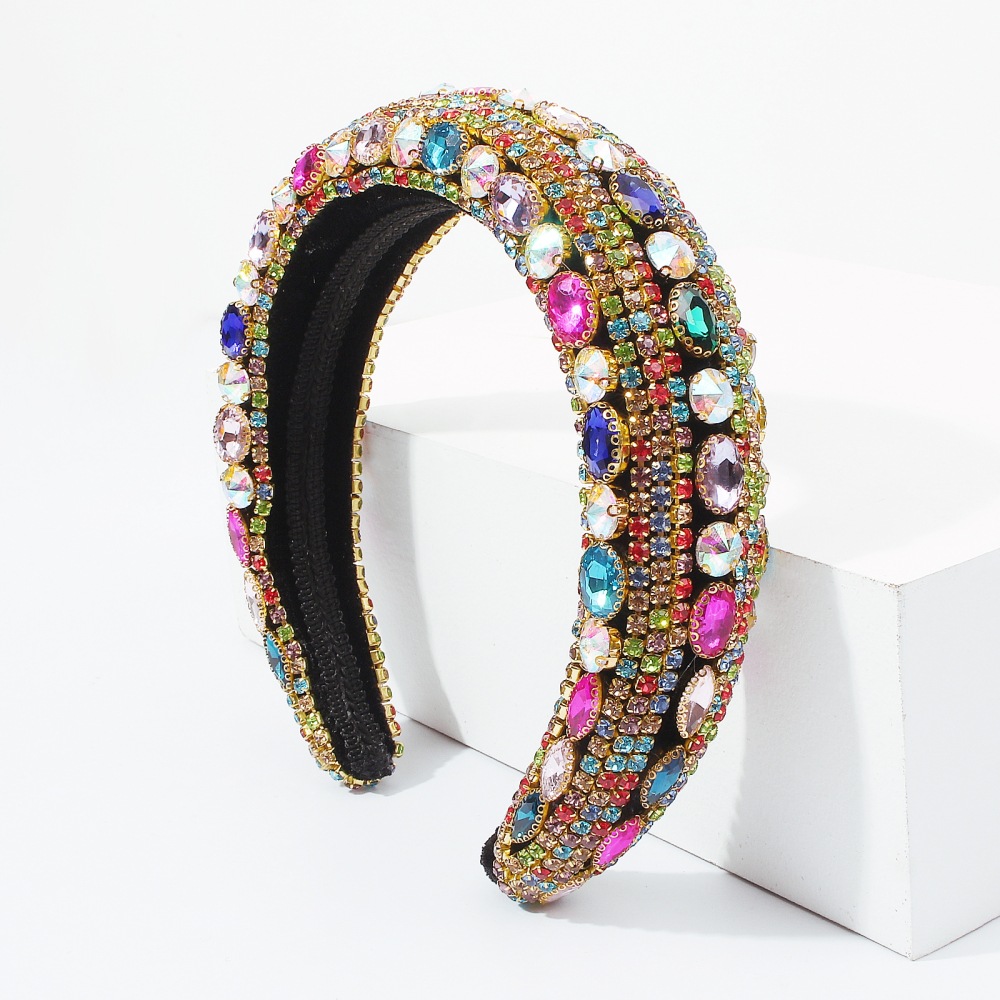 New Baroque Fashion Rhinestone Sponge Headband display picture 4