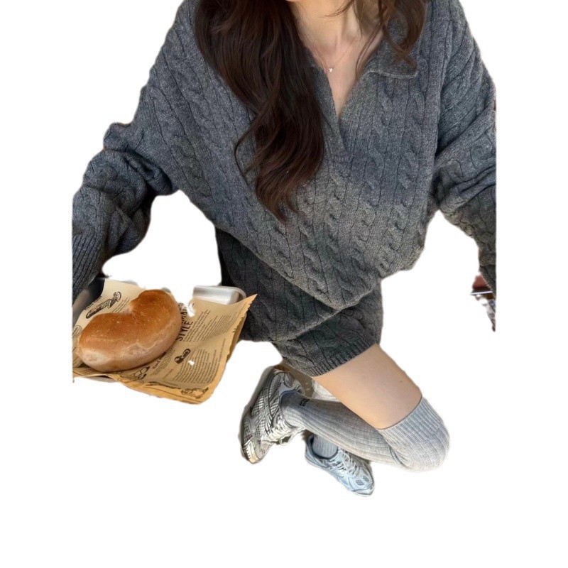 GraceChic GraceChic GraceChic KANING Lazy Style Cable Knit Donna Autunno 2025 Nuovo Set Due Pezzi Maglione Pantaloncini a Vita Alta_voghion.com