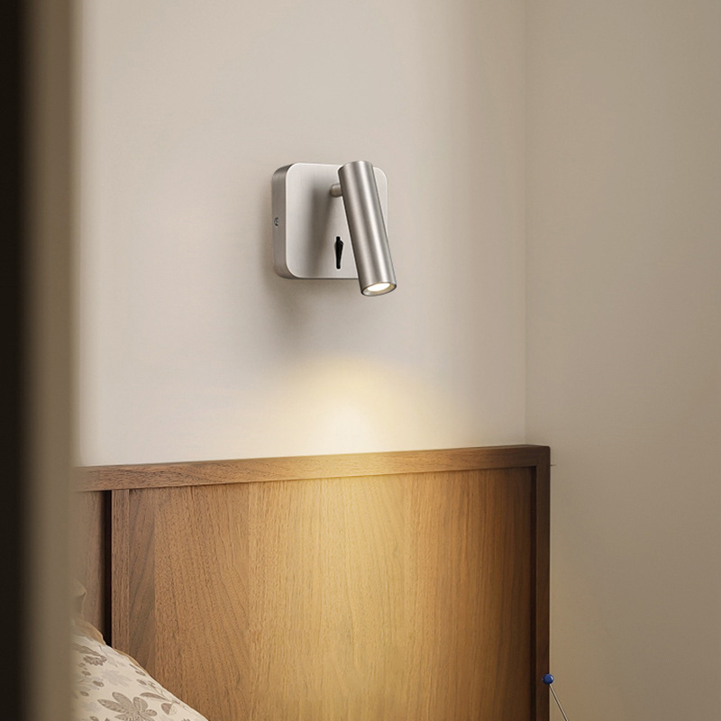 lámpara de protección de los ojos con lámpara de pared del dormitorio, lectura giratoria del dormitorio principal, lámpara de luz corta para leer libros, cama de conmutación