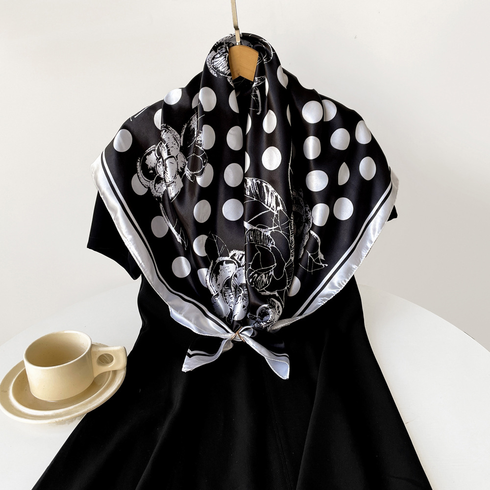 80g Weight Silk Scarf Classification Holiday, Travel Occasion Polyester Material Polka Dots, Leopard Pattern Spring&Summer Season Women's Gender Elegant, Vintage Style Style Women's Elegant Vintage Style Polka Dots Leopard Polyester Silk Scarf 19