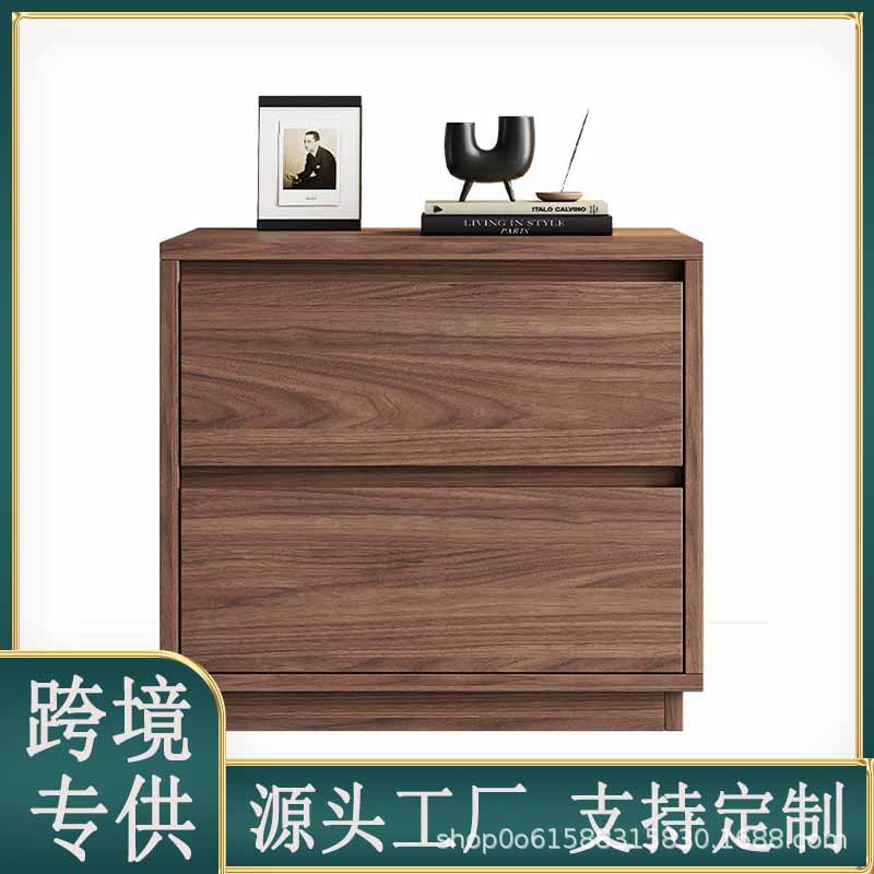 Italian Minimalist Solid Wood Bedside Table Home Bedroom Light Luxury High-End Walnut Black Oak Bedside Storage Cabinet