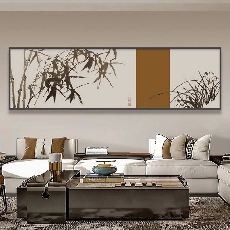 New Chinese-Style Bedroom Decorative Painting, Headboard Wall Art, Room Vintage Charm Hanging Painting, Horizontal Banner, Study Room, Living Room, Zen Ink Painting Mural New Chinese-Style Bedroom Decorative Painting, Headboard Wall Art, Room Vintage Charm Hanging Painting, Horizontal Banner, Study Room, Living Room, Zen Ink Painting Mural