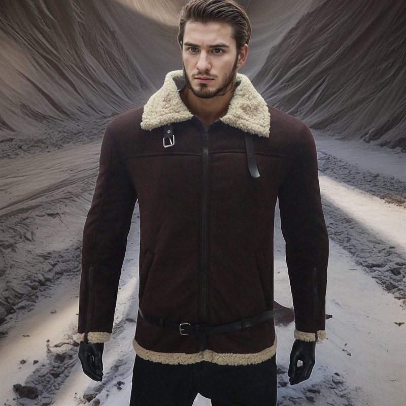Nouveauté 2024 : Manteau homme en cuir intégré, veste en fourrure épaisse et daim, commande explosive_voghion.com