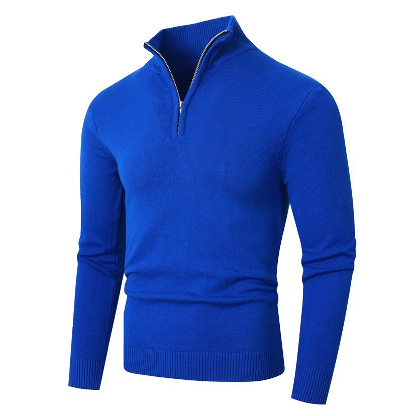 Foreign Trade 2025 Autumn and Winter New Pure Color Knitwear Men's Half-Zip Stand-Up Collar Knitwear Fashionable Bottoming Shirt in Stock