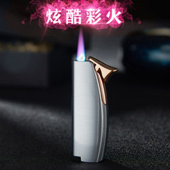 Pink Flame Gas Lighter Windproof Cigar Style Creative Metal Windproof Lighter Butane Gas Personalized Anti-Slip
