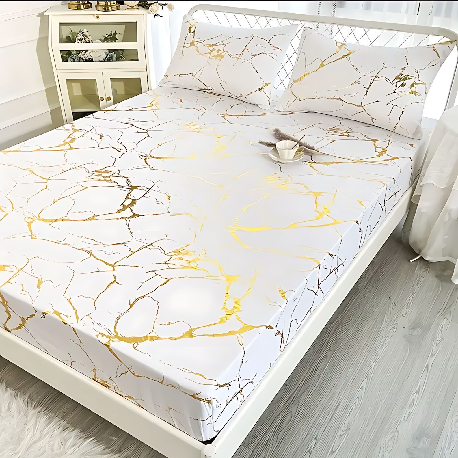 TEMU / JIT transfronterizo moda clásica estampado texturas suaves cama cama gazaña ropa de cama set fuente fabricante