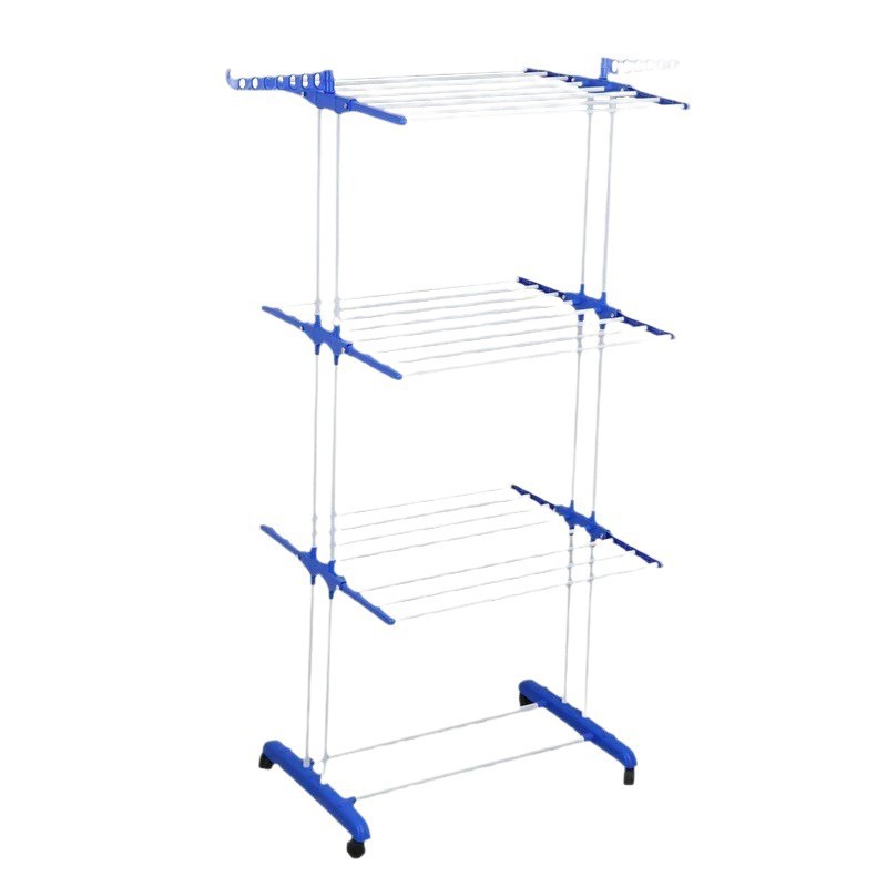 Transfronterizos multifuncional aterrizaje móvil aero翼 plegable perno de secado de ropa multifuncional almacenamiento de tres capas de toallas al por mayor image 6