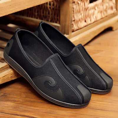 Ethnic style Large Old Beijing cloth shoes Men's Shoes wear-resisting Middle-aged and elderly people Clouds meditation Lay shoes
