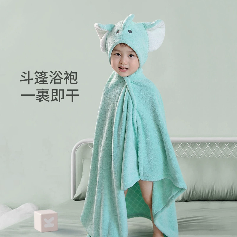 Детское банное полотенце с шапочкой плащ для новорожденных детей купальный Халат с капюшоном из чистого хлопка утолщенный для мальчиков и девочек осень и зима