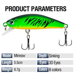 Submersible minnow fake bait micro-object five-mesh minnow long-range hard bait trembling sinking bait cross-border 5.5cm/6.7g