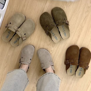 Internet Popular Thick Bottom Genuine Leather Birkenth Shoes Women's Shoes 2025 New Summer Outwear Half Slippers Birkenth Shoes
