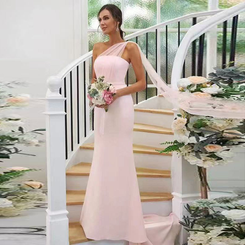 Comercio exterior de Europa y América Amazon AliExpress deseo vestido de noche de las mujeres sexy de un solo hombro fishtail adelgazar vestido elegante image 1