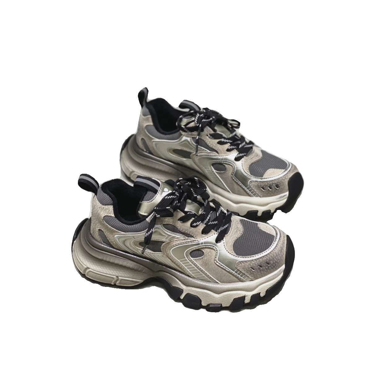 Genuine Leather Distressed Thick Soled Dad Shoes Ins 2024 Spring New Height Increasing and Slimming Casual Sports Shoes_voghion.com