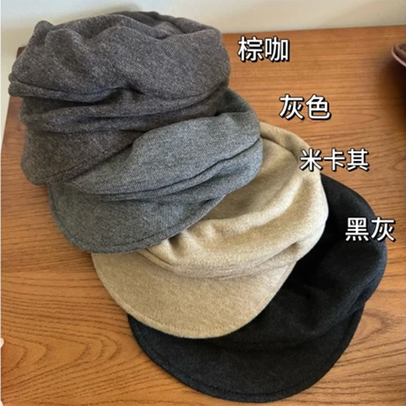 山本风复古贝雷帽女2025新款秋纯色文艺百搭报童帽大头围画家帽子|undefined