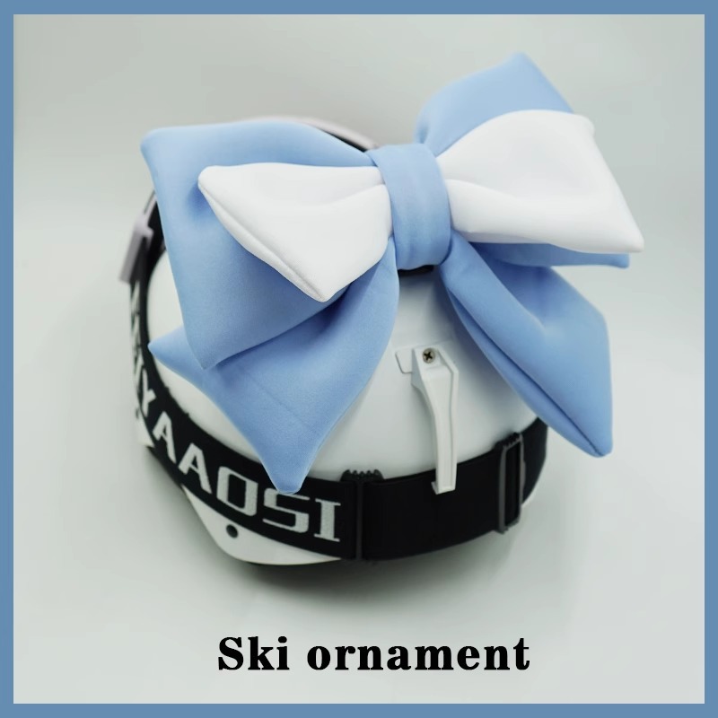 Fog Blue and White Double Layer Bow Motorcycle Detachable Riding Ski Helmet
