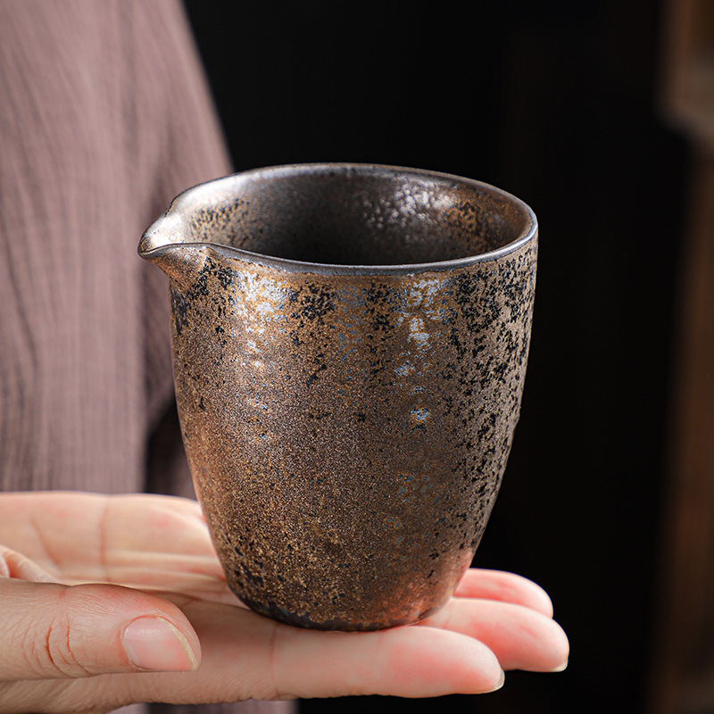 Coarse Pottery Fair Cup Tea Strainer With Tea Filter Set Japanese Retro Ceramic Kung Fu Tea Set Tea Sea Cup Tea Dispenser