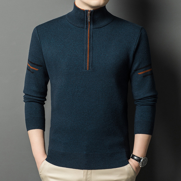 Elite winter woolen base body-friendly cashmere sweater with zipper