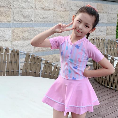 Children's Swimwear 2024 Summer New Medium and Small Kids Casual Cartoon Swimming Vacation Hot Spring One-piece Swimsuit
