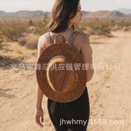 西部牛仔造型帽子背包复古质感双肩包户外旅行个性小众女包724