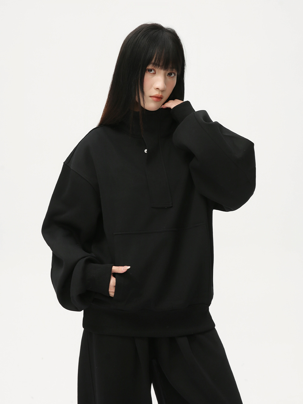 MTLCLOTHES Hombres| Coreano medio abierto con solapa ancha de color sólido contorno suelto conjunto deportivo casual