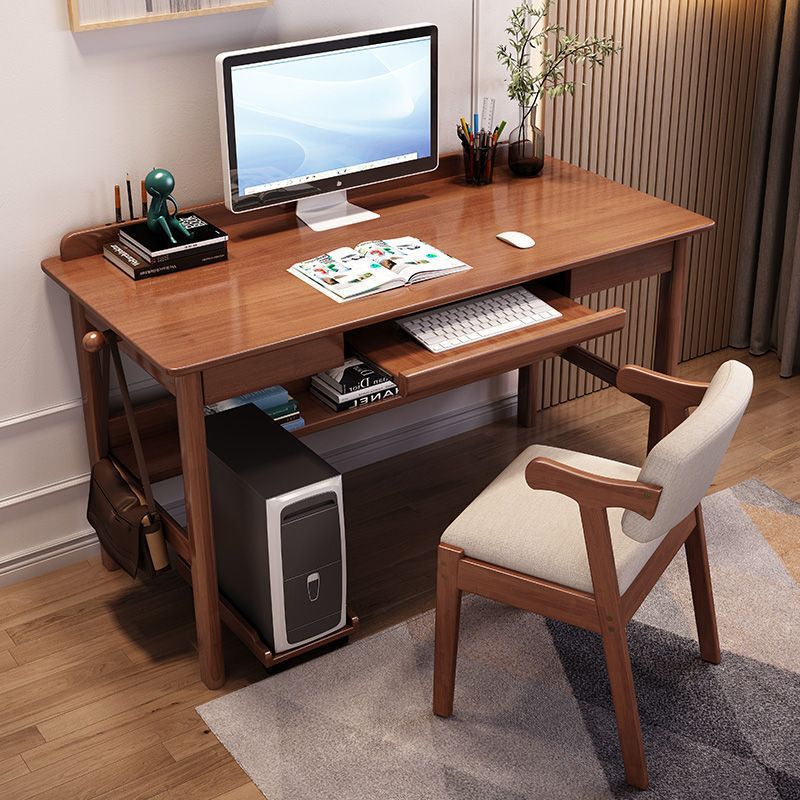 Solid Wood Computer Desk Desktop Home Small Apartment Bedroom with Solid Wood Keyboard Drag Desk with Drawer Table Factory Direct Sale