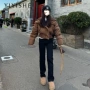 春秋弹力新款高腰烟管裤