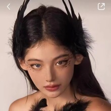 黑白色网红主播万圣节羽毛发夹发卡韩国森系仙女边夹影楼拍摄头饰