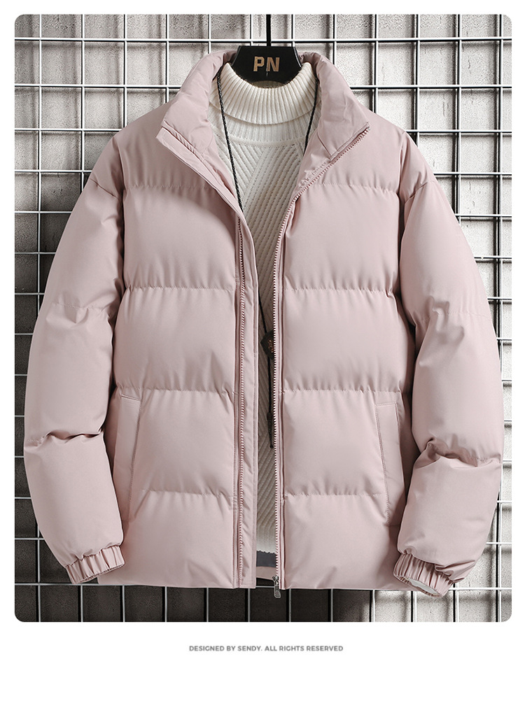 Giacca invernale da uomo in tinta unita, semplice, con collo alto in cotone, stile coppia, ampia_voghion.com