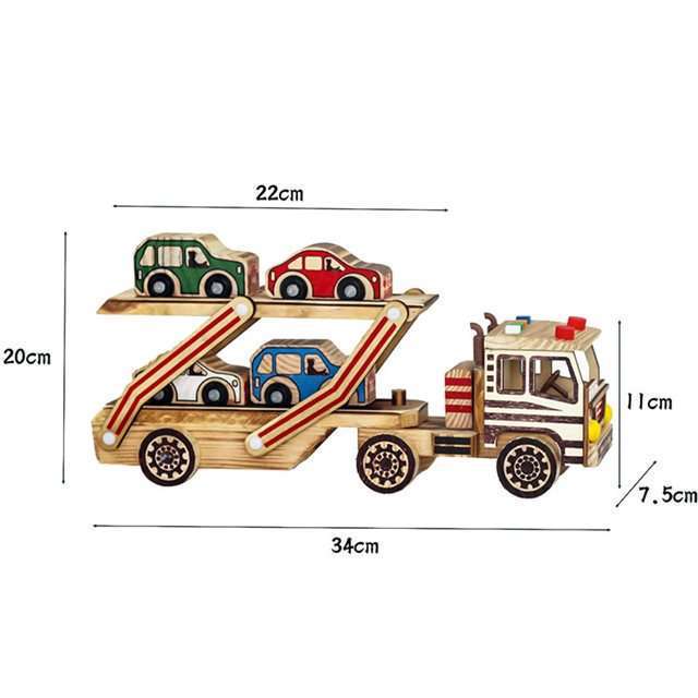【木の車シリーズ】木のカラーの工事車の模型の木の車の型の子供のおもちゃの装飾の置物|undefined