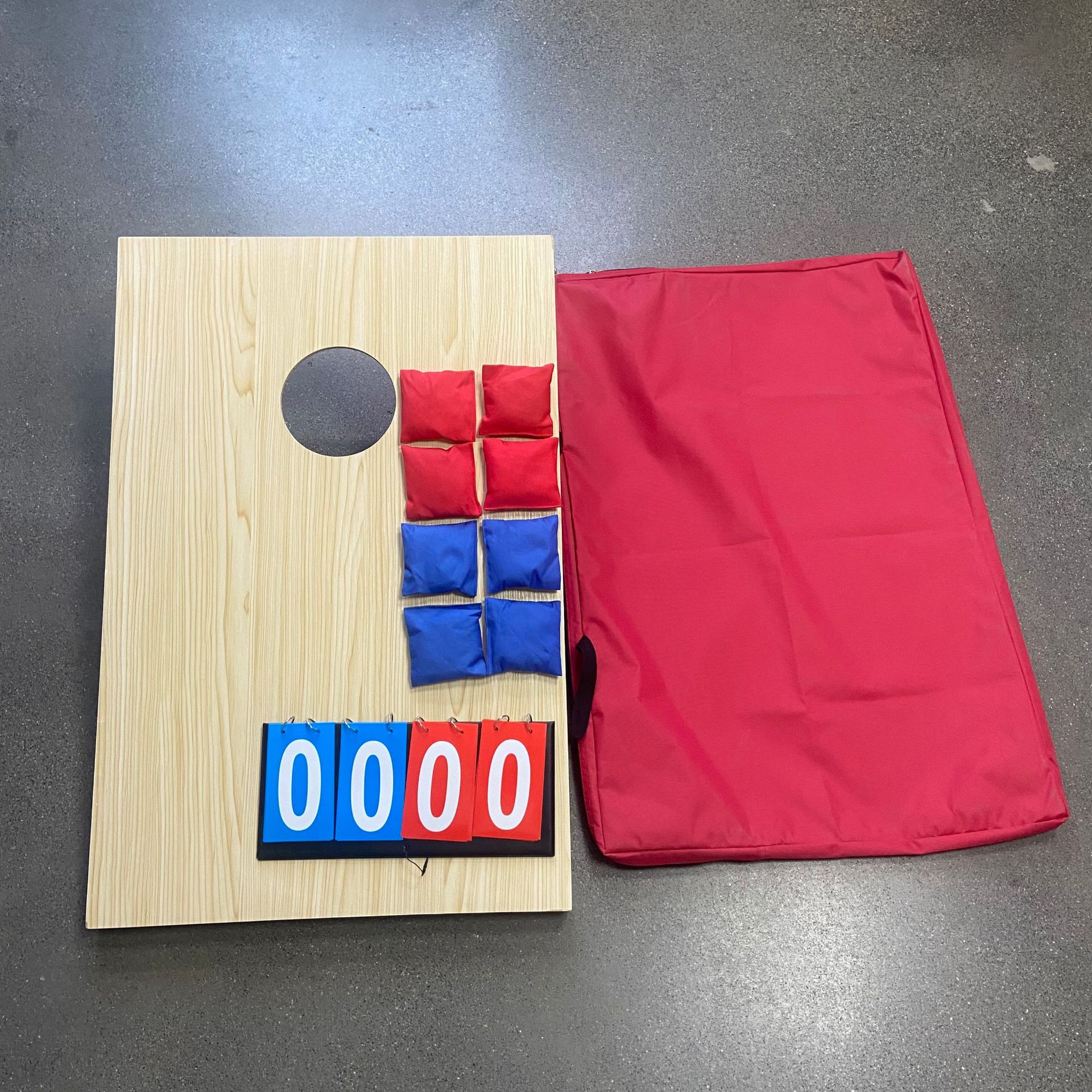 Tablero de arena de color tronco + bolsa de arena (8 piezas) + bolsa de mano + tablero de puntuación