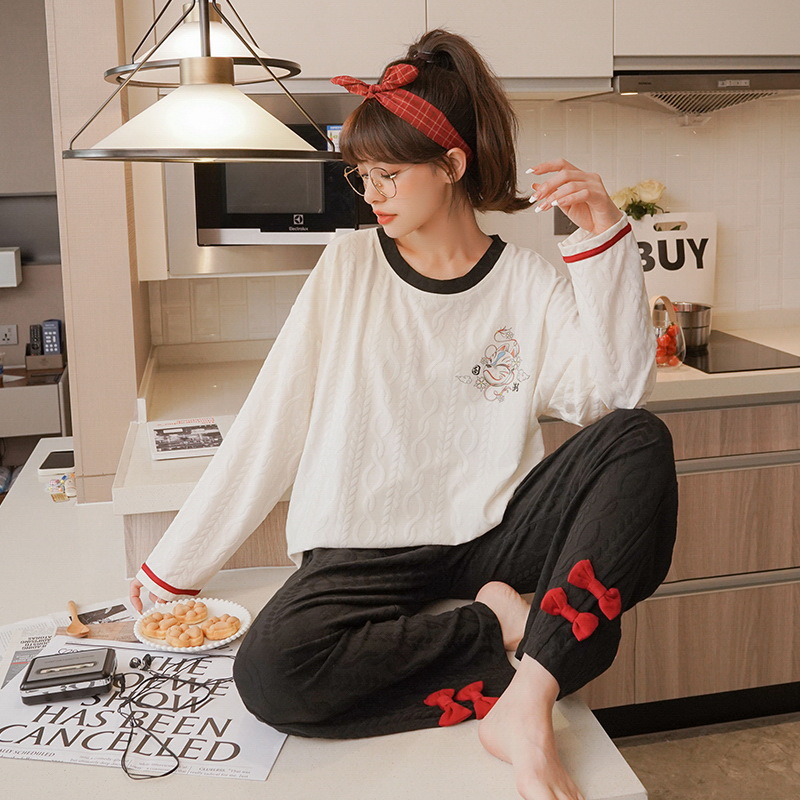 2022 New Pajamas Women's Spring And Autumn Cotton Long-sleeved Cartoon Winter Ladies Cute Student Home Clothes Two-piece Suit